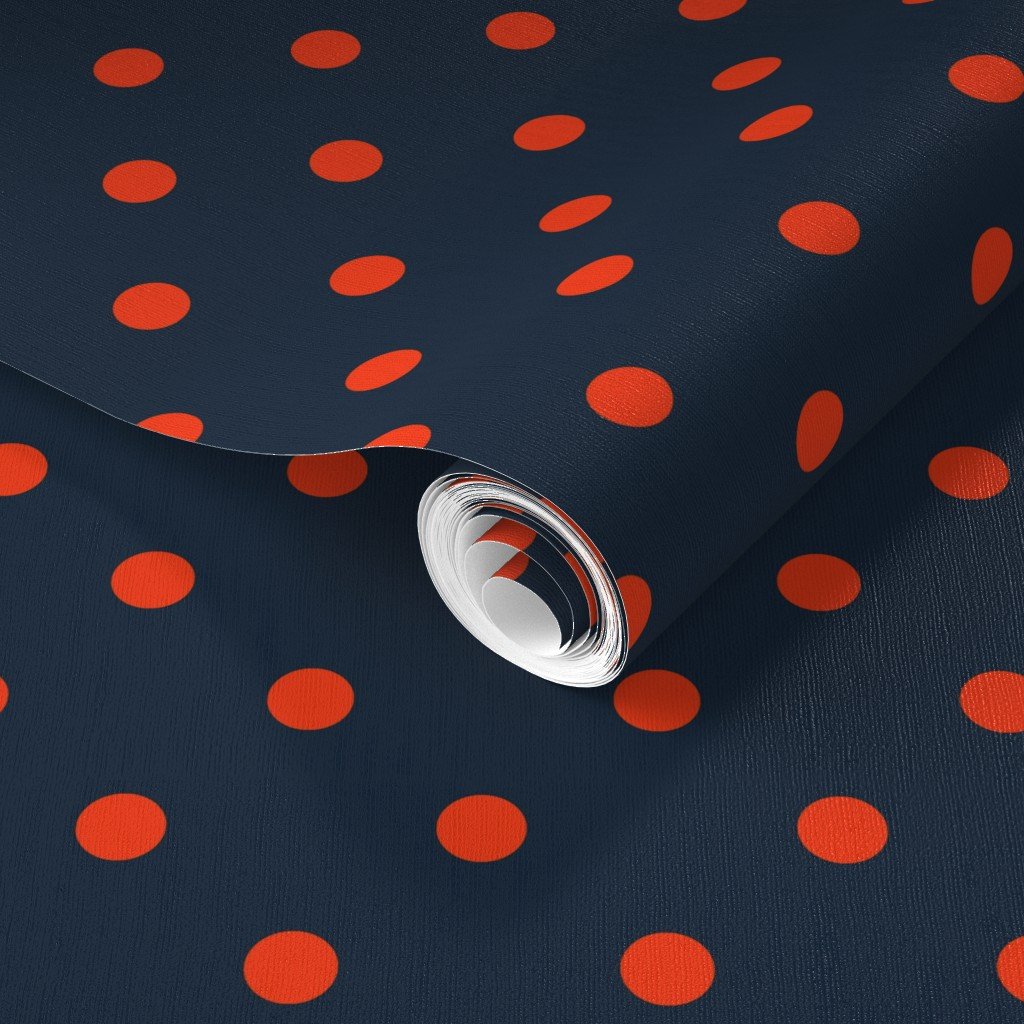 Navy and Orange Polka Dots Wallpaper orange spots wallpaper