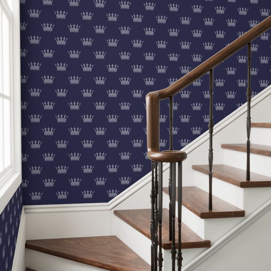 Royal Blue on Blue Crowns Wallpaper blue crowns wallpaper