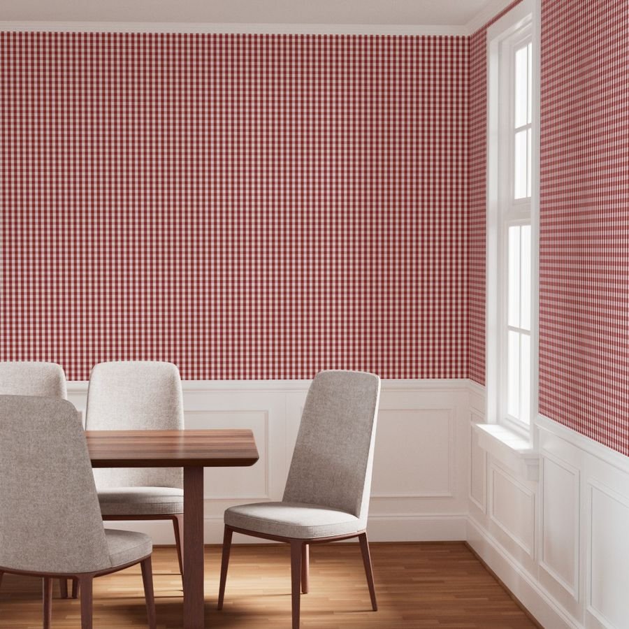 Aurora Red Gingham Check Pattern Design Collection Design Collection red check wallpaper