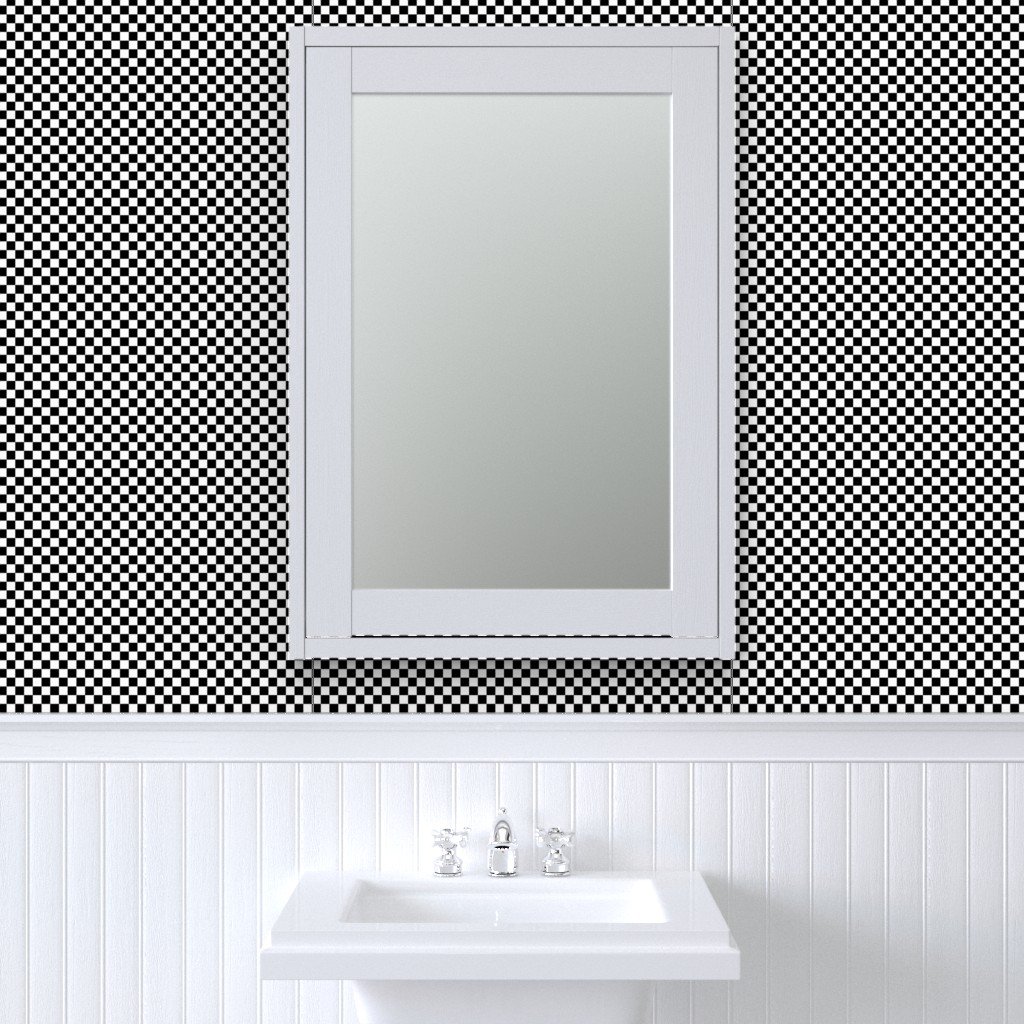 Black and White Checkerboard 1/2 inch-Check Wallpaper checked plaid wallpaper