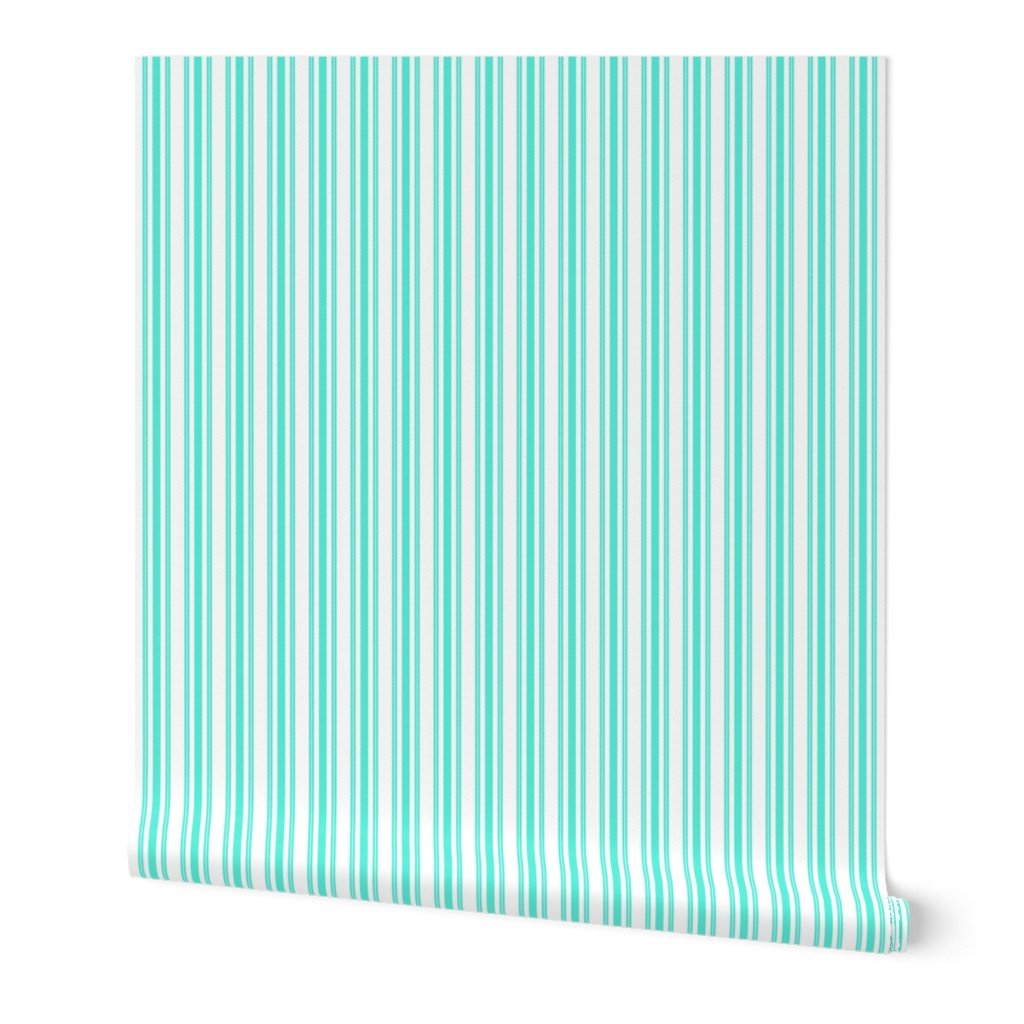 Trendy Large Aqua Gift Box Pastel Aqua French Mattress Ticking Double Wallpaper gift box ticking wallpaper