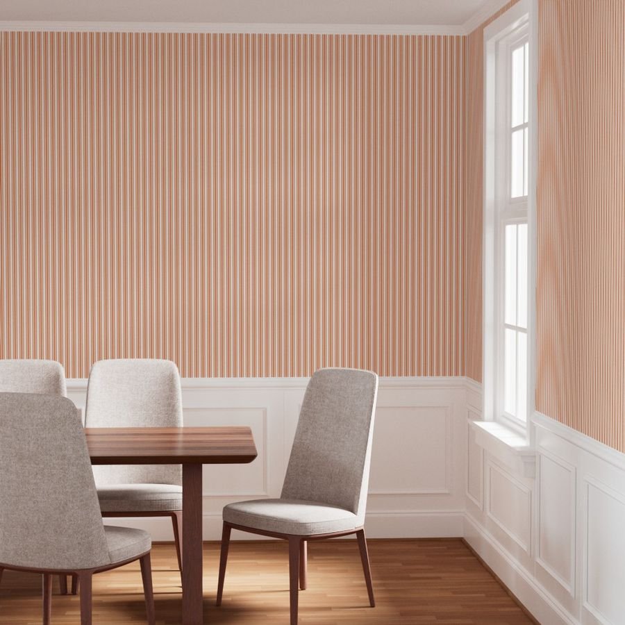 Trendy Large Orange Soda French Mattress Ticking Double Stripes Wallpaper orange ticking wallpaper