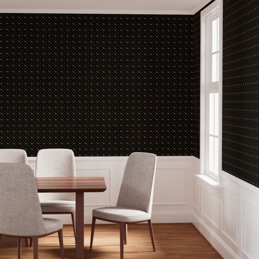 Cane Corso on Black with Louis Luxury Motifs in Tan Wallpaper italian dog wallpaper