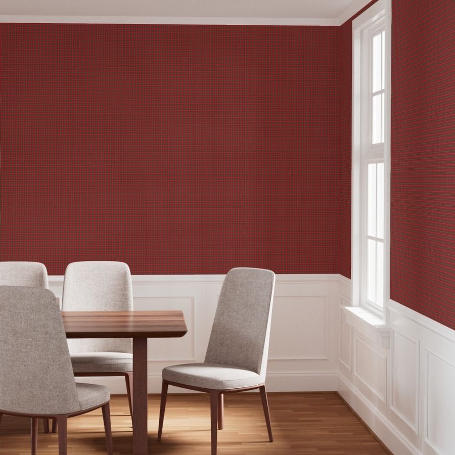 Christmas Berry Red and Green Tartan with Beige and White Lines Wallpaper berry red wallpaper