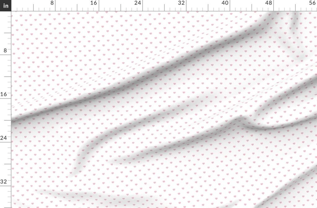 Mini Cotton Candy Pink Valentines Polkadot Love Hearts on White Fabric design