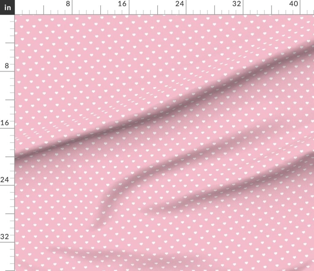 Mini White Valentines Polkadot Love Hearts on Cotton Candy Fabric design