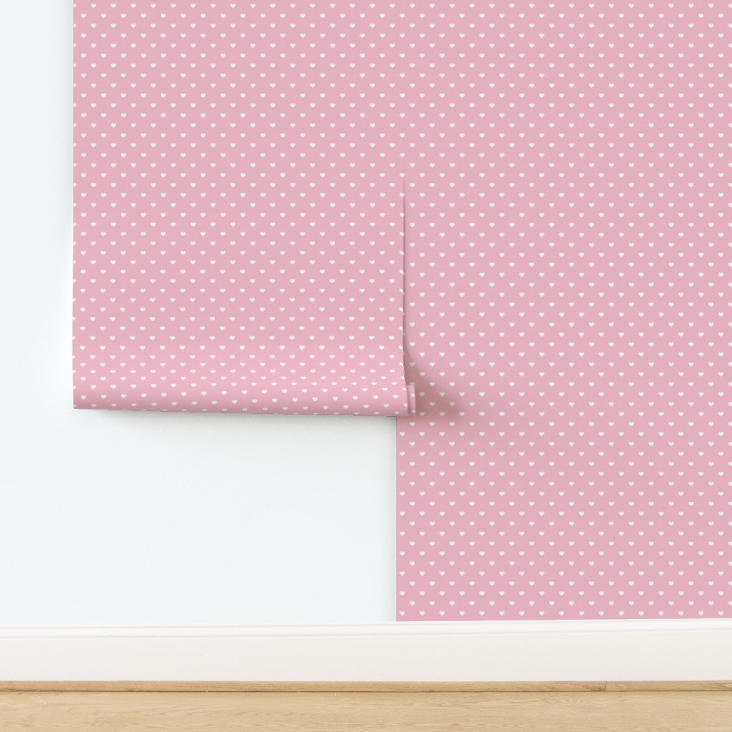Mini White Valentines Polkadot Love Hearts on Cotton Candy Wallpaper design