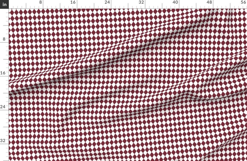 Small Wine and White Diamond Harlequin Check Pattern Fabric design