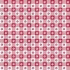 White and Magenta Gingham Check with Center Flowers Medallions in White and