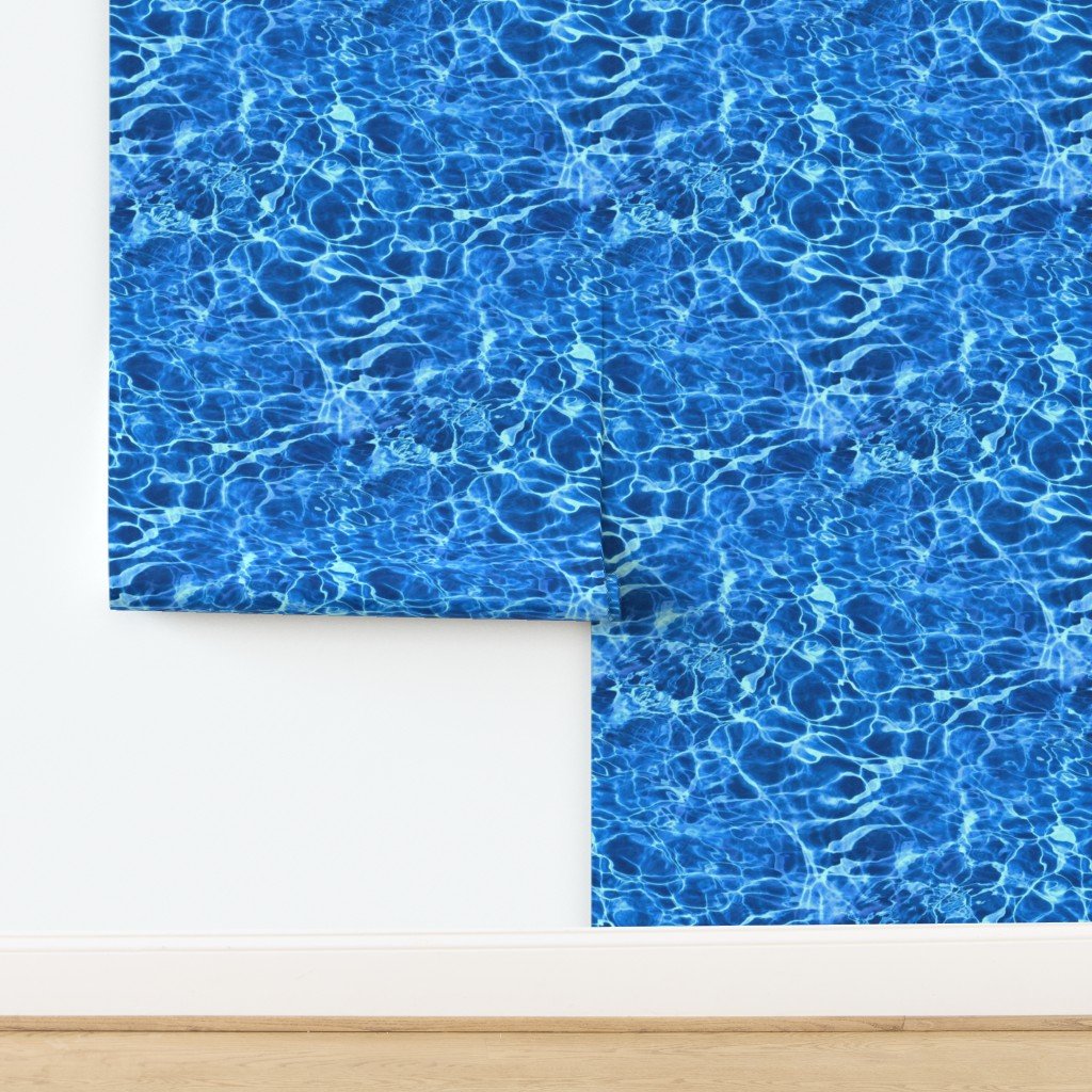 Blue Pool Water Ripple Reflections with Shimmering Summer Waves Wallpaper design