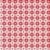 Poppy Red and White Gingham Floral Check with Center Floral Medallions in