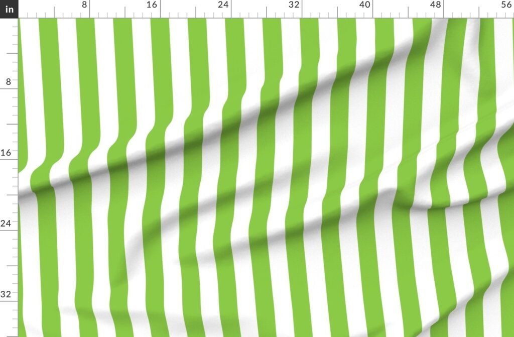 Lime and White 2 Inch Vertical Cabana Stripes Fabric design