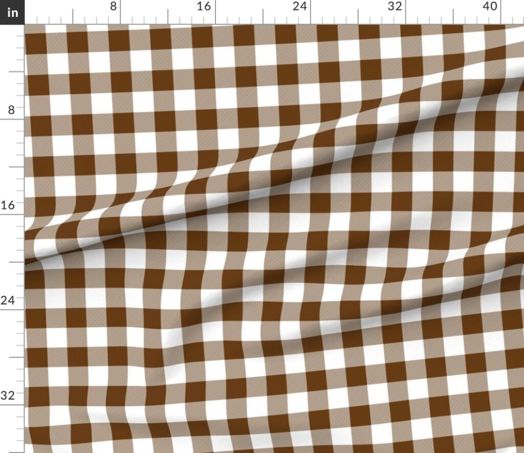 Brown and White Buffalo Check Gingham Plaid Fabric design