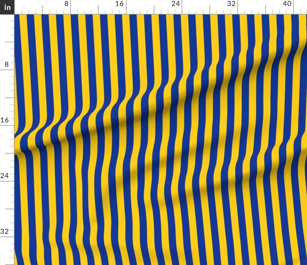 School Colors Vertical One Inch Stripe Blue and Gold Mairemont HS Fabric design