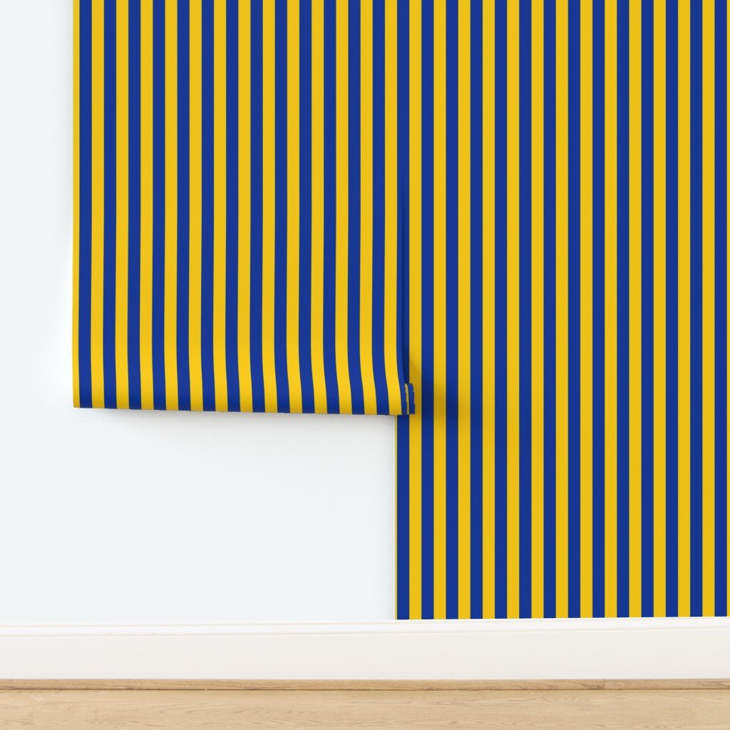 School Colors Vertical One Inch Stripe Blue and Gold Mairemont HS Wallpaper design