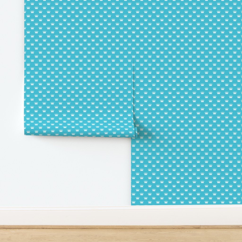 Mini Turquoise with Pale Grey Crowns Turquoise Wallpaper design
