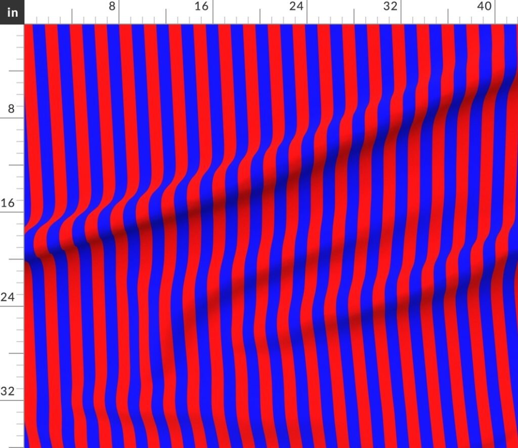 One Inch Vertical Red and Blue School Colors Stripes Fabric design