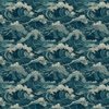 Japanese Woodcut Big Tsunami Waves in Shades of Blue