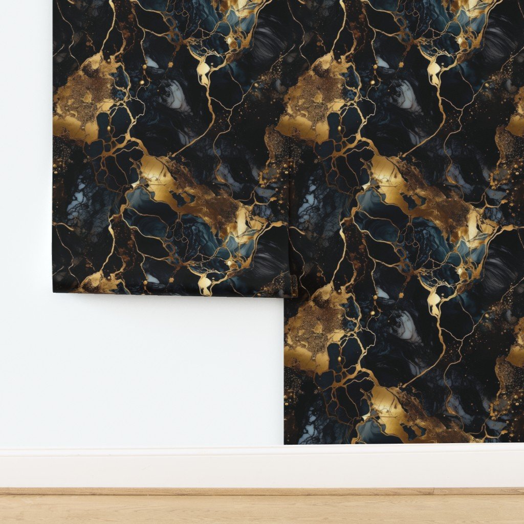 Black and Gold Alcohol Ink 1 Wallpaper design