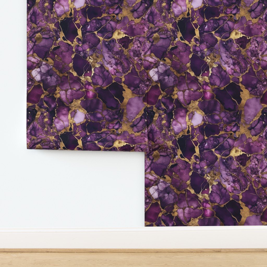 Amethyst and Gold Alcohol Ink 4 Decor Collection design