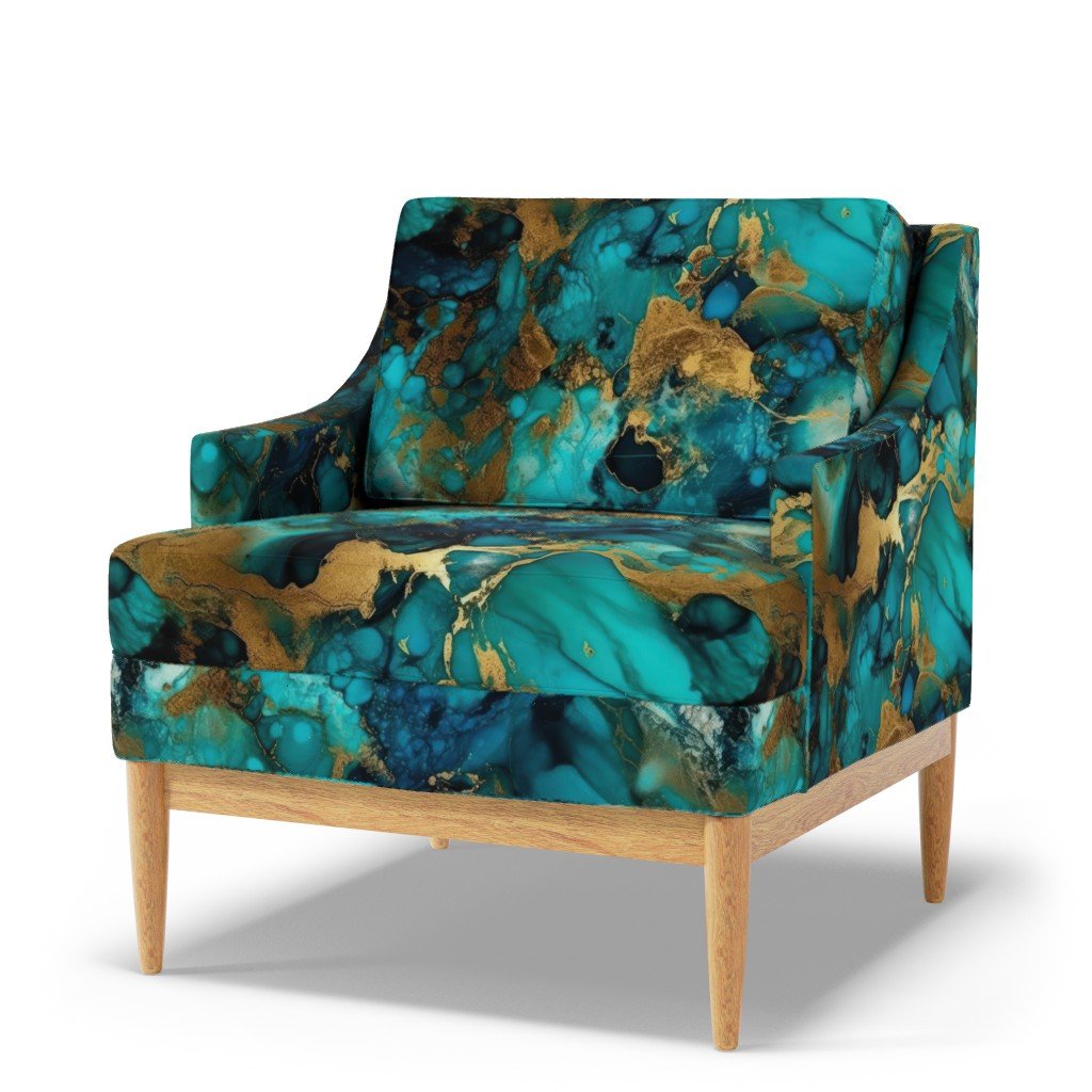Turquoise and Gold Alcohol Ink 1 Fabric alcohol ink fabric