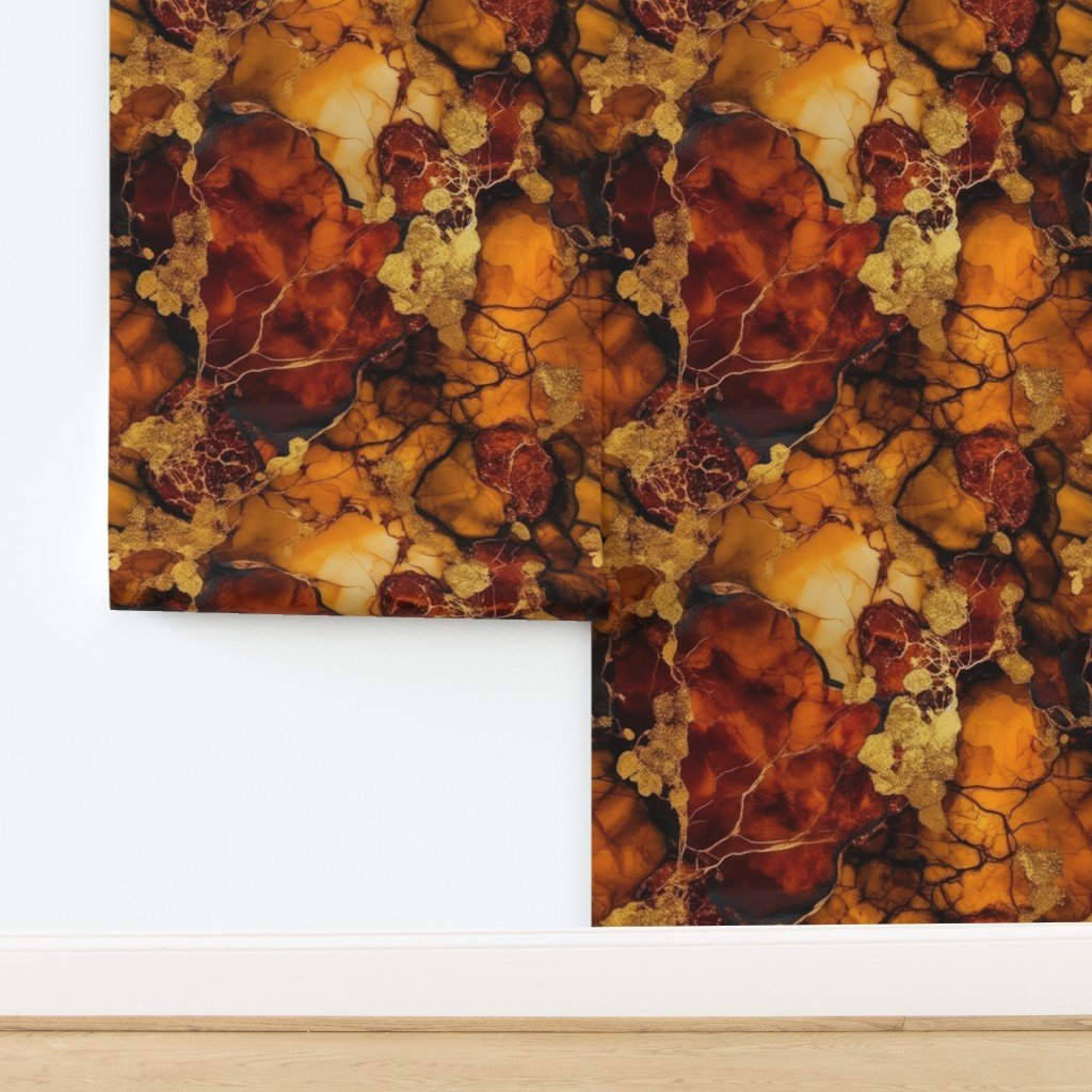 Amber and Gold Alcohol Ink 4 Wallpaper design