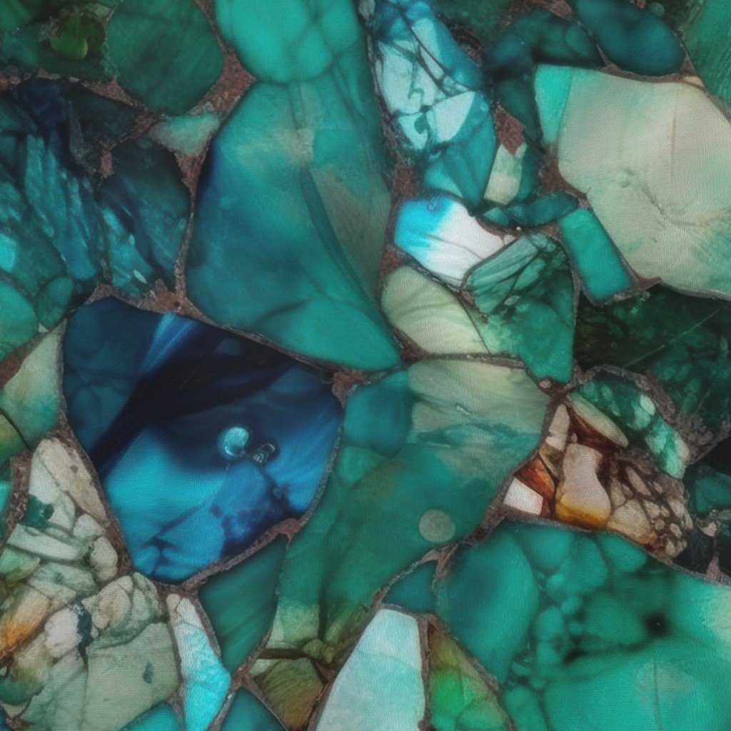 Green and Blue Seaglass 2 Fabric blue glass fabric