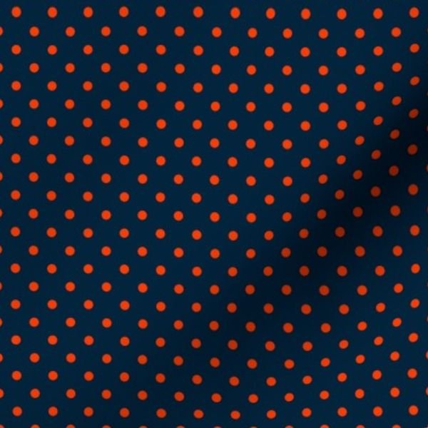 Micro Navy and Orange Polka Dots Design Collection Decor Collection micro dots fabric design