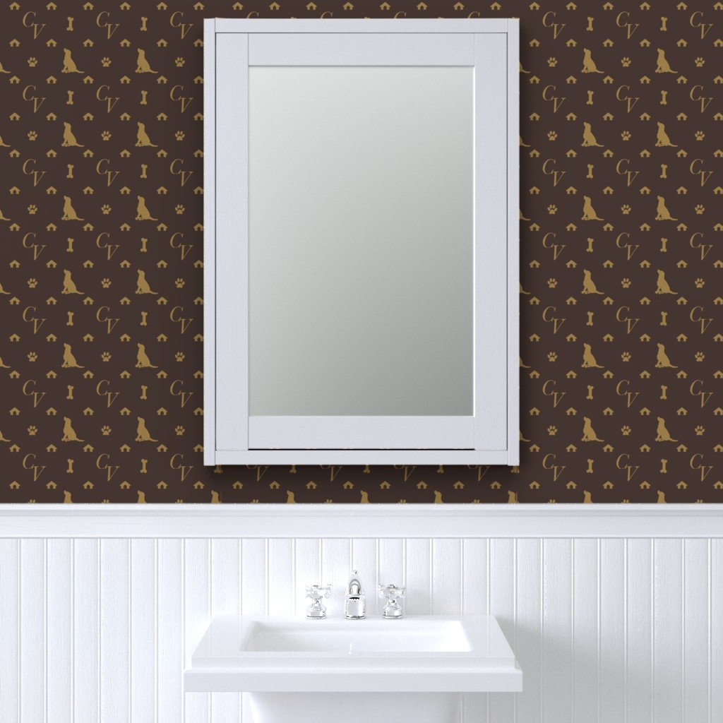 Louis Luxury Dog Attire Monogram Pattern Wallpaper iconic dog print wallpaper