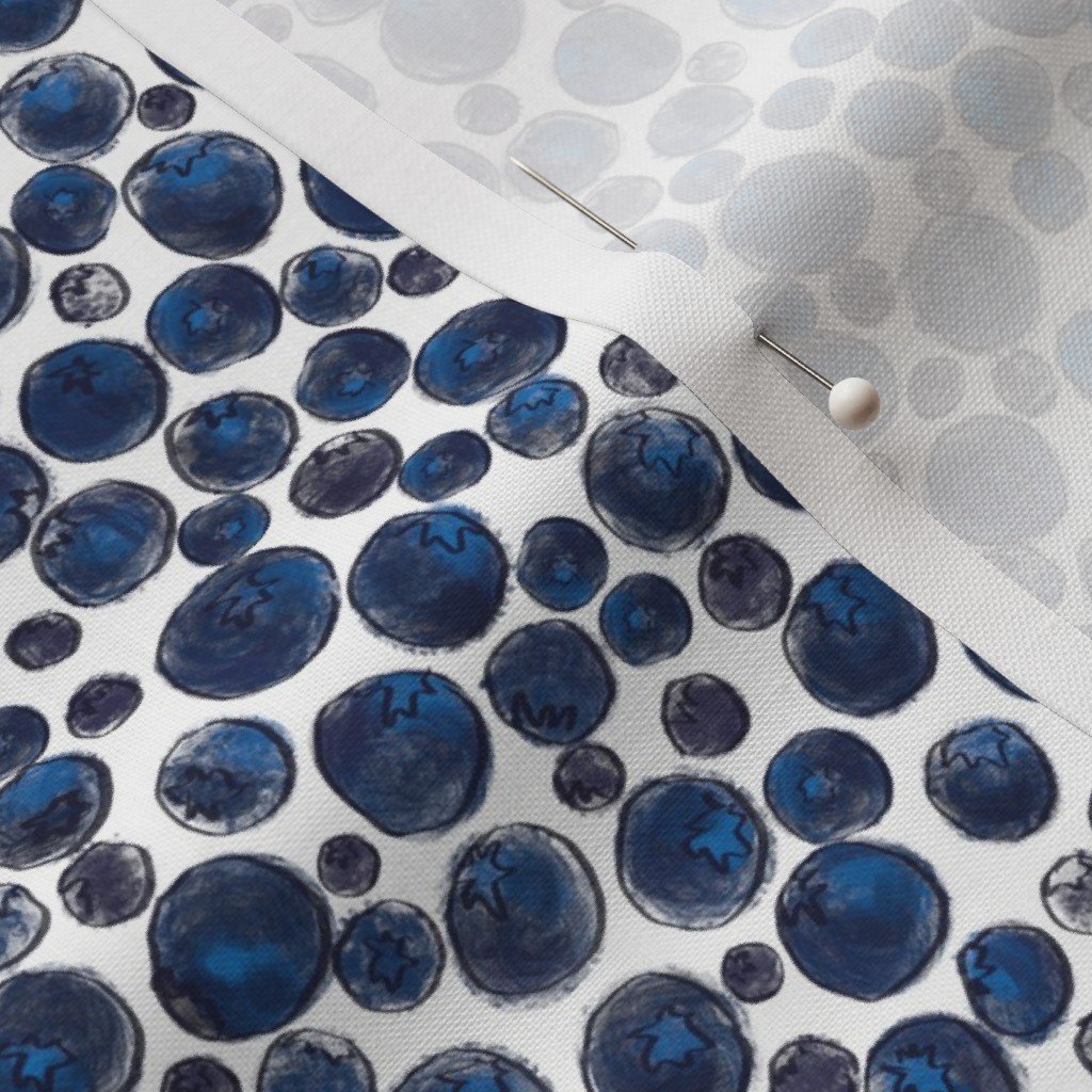 Blueberries on White Fabric blue fabric