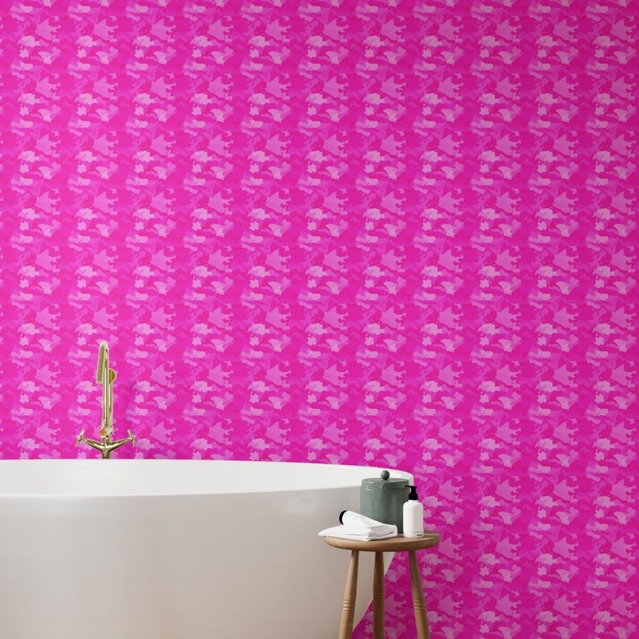 Hot Shocking Neon Pink Girlie Feminine Camo Camouflage Pattern Wallpaper camouflage pattern wallpaper