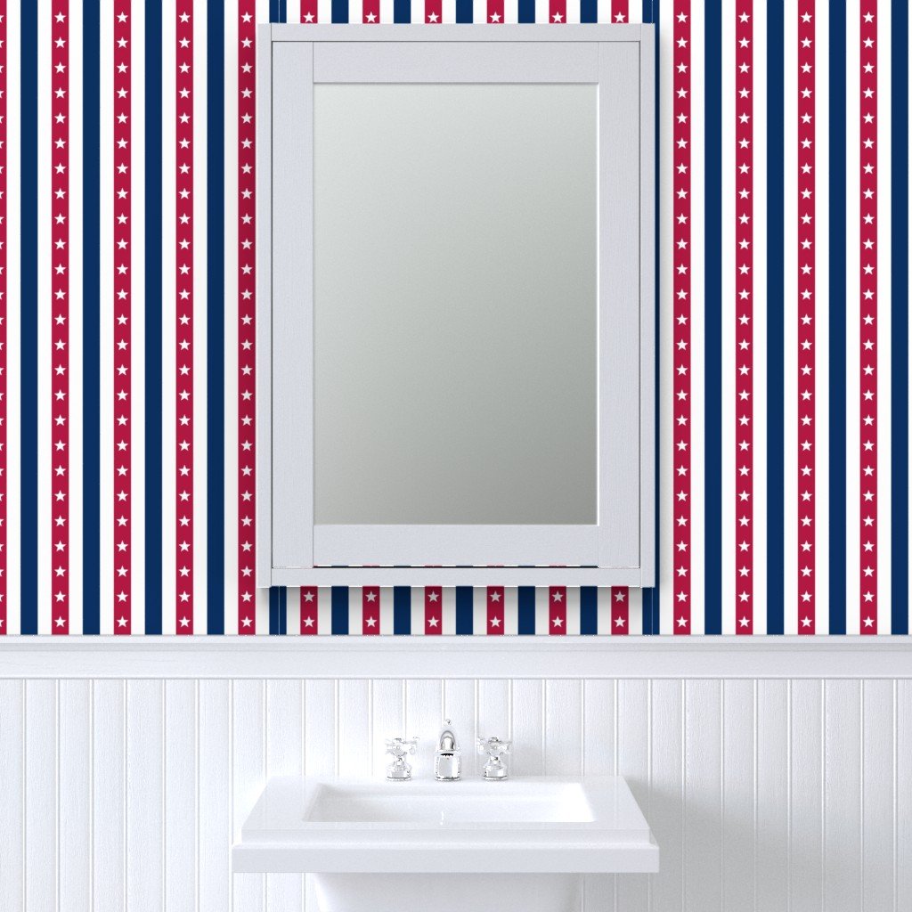 USA Flag Colors of Red White and Blue with Stars in Alternating 2 Inch Wallpaper old glory wallpaper