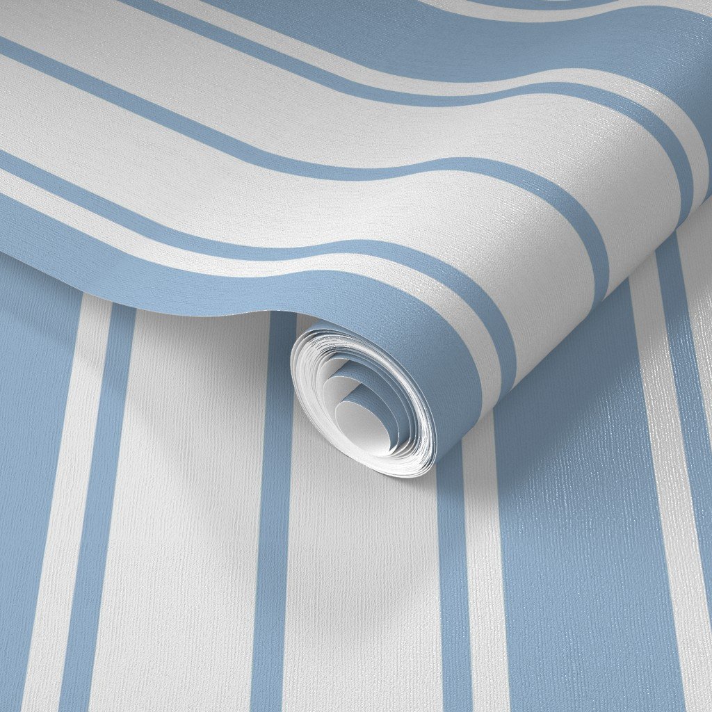 Blue and White Vertical French Stripe Wallpaper blue stripes wallpaper