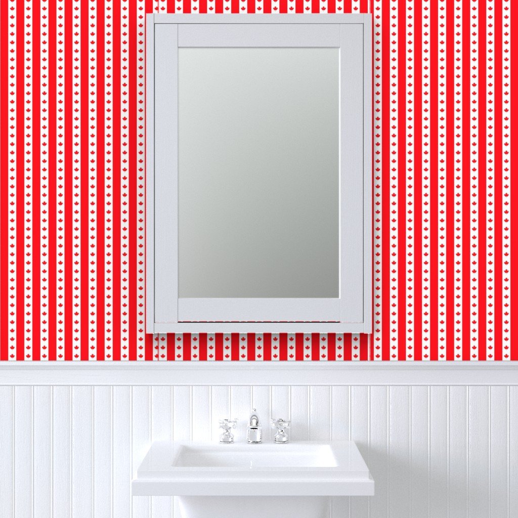 Canadian Flag Colors Red White and Maple Leaves 1 Inch Vertical Wallpaper maple leaf wallpaper