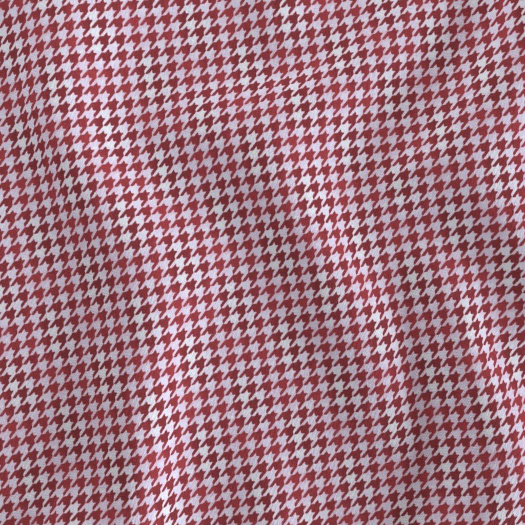 Small Burgundy Wine Red and White Hand Houndstooth Check Watercolor Fabric burgundy wine hounds fabric