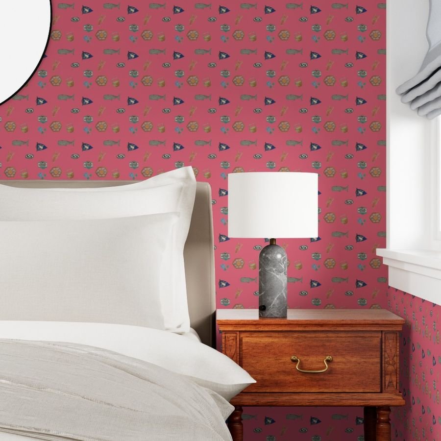 Nantucket Island Hand Painted Watercolors of its Symbols Signs and Wallpaper faraway island wallpaper