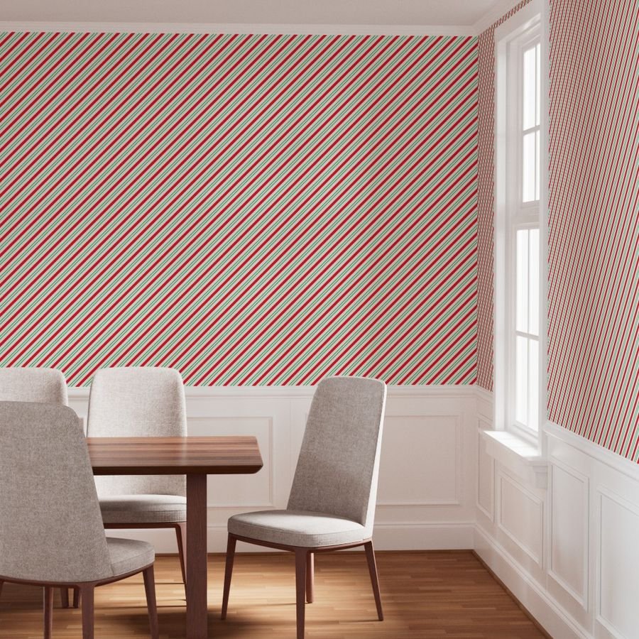 Red and Green Diagonal Christmas Candy Stripes Wallpaper christmas red wallpaper