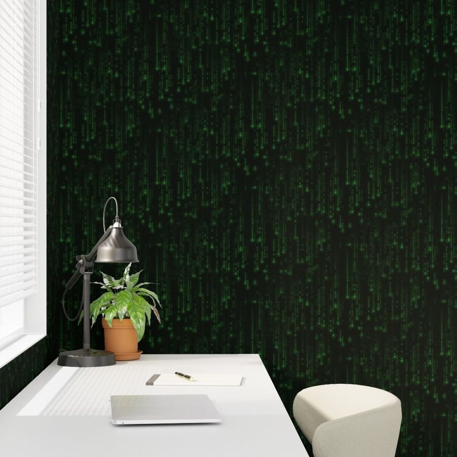 Neon Green Digital Rain Computer Code Decor Collection Decor Collection neon code wallpaper