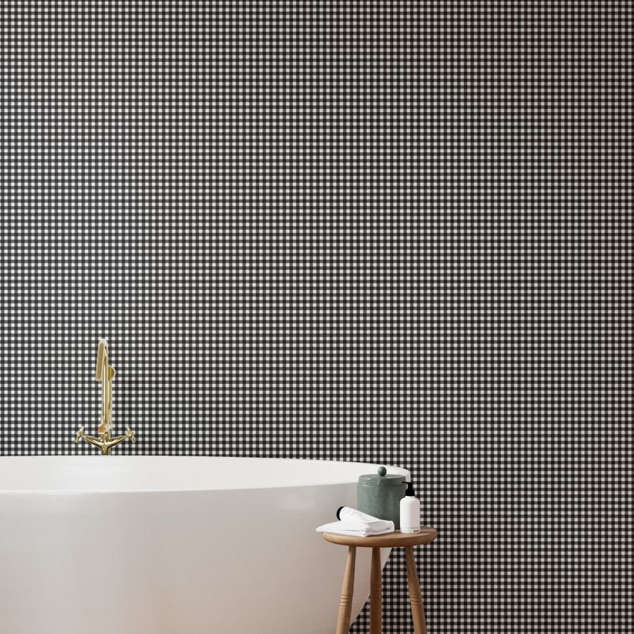 Black Color Classic Small Half Inch Gingham Check Tartan Plaid Wallpaper black white gingham wallpaper