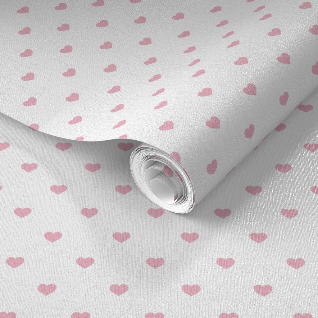 Mini Cotton Candy Pink Valentines Polkadot Love Hearts on White Wallpaper cotton candy and whi wallpaper