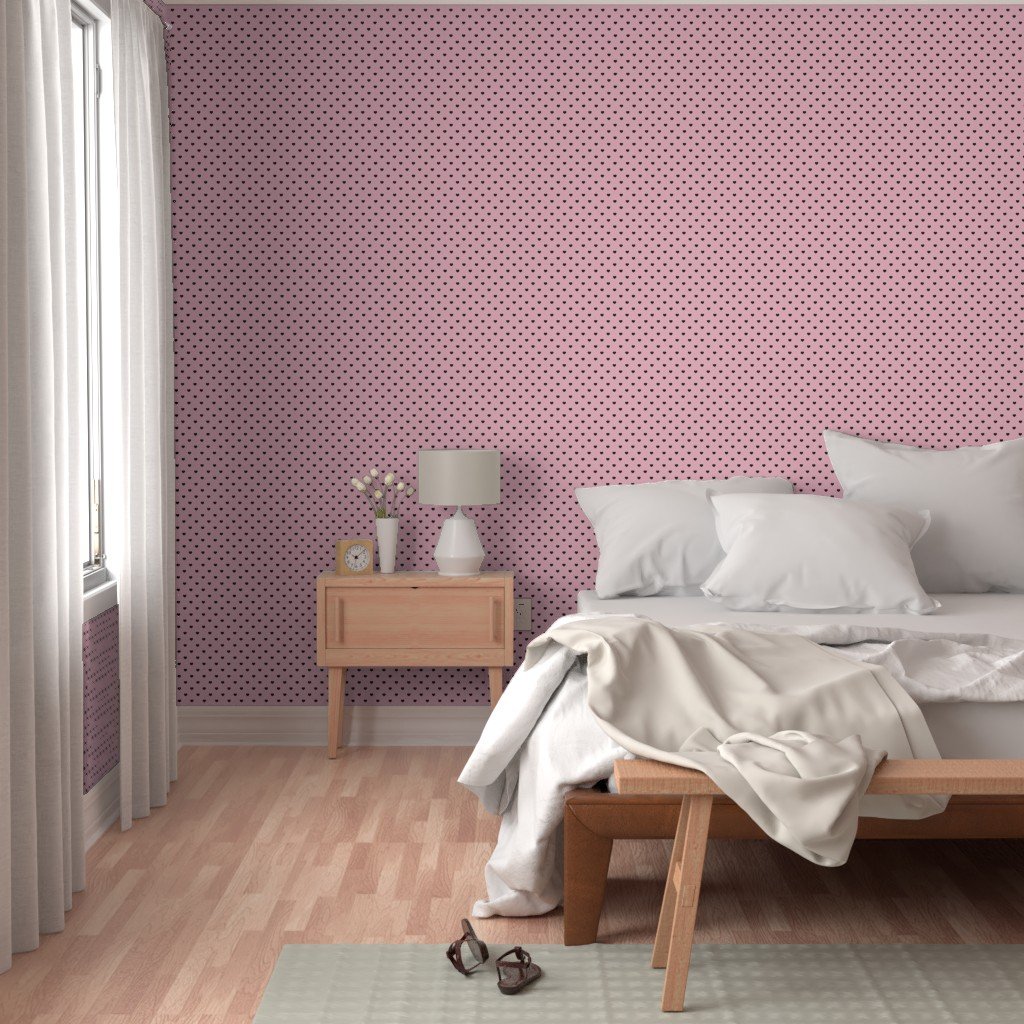 Mini Black Valentines Polkadot Love Hearts on Cotton Candy Wallpaper cotton candy and bla wallpaper