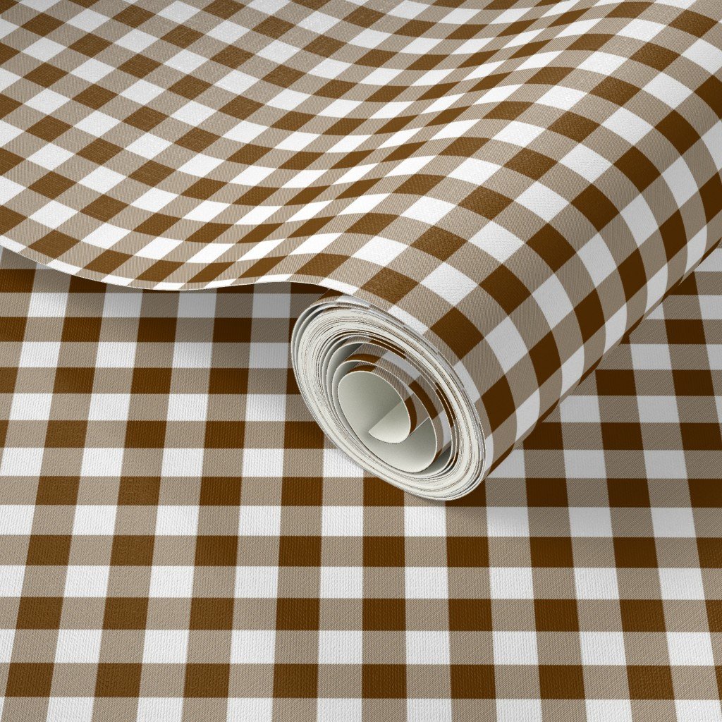 Brown and White Buffalo Check Gingham Plaid Wallpaper buffalo gingham wallpaper