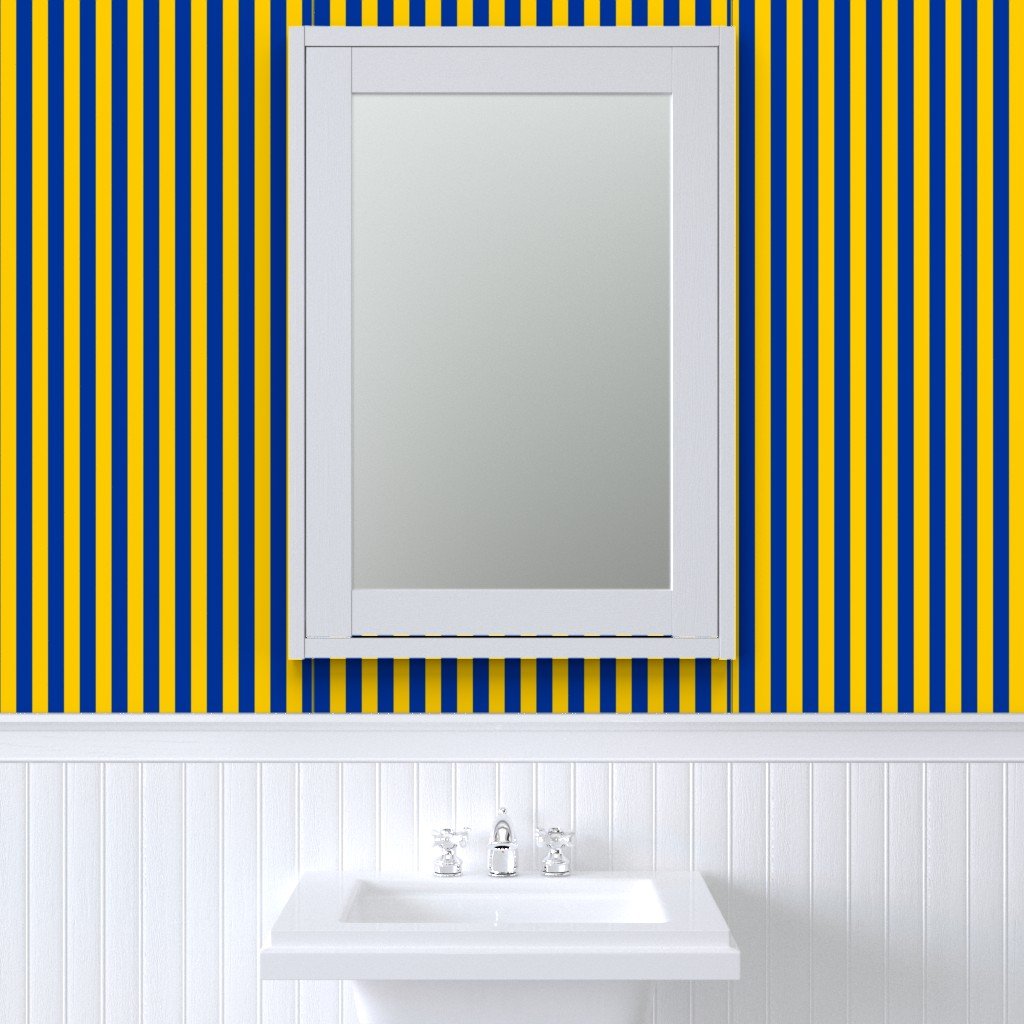 School Colors Vertical One Inch Stripe Blue and Gold Mairemont HS Wallpaper one inch stripes wallpaper
