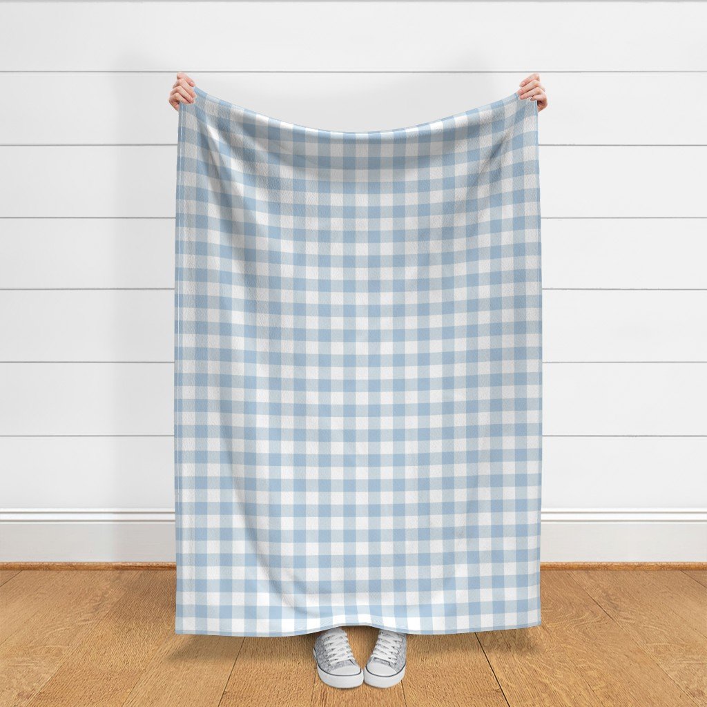 Cloud White and Sky Blue Check Gingham Plaid Fabric gingham check fabric
