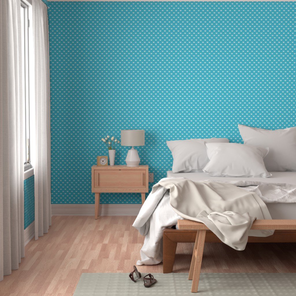 Mini Turquoise with Pale Grey Crowns Turquoise Wallpaper crowns wallpaper