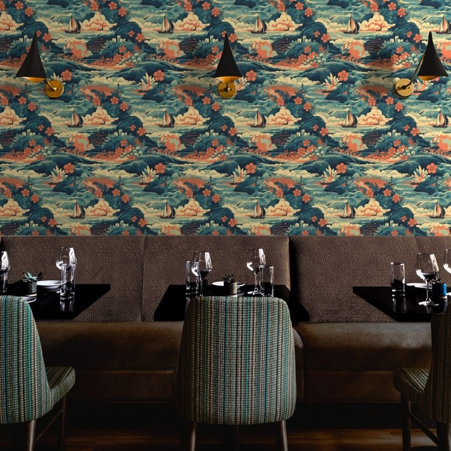 Vintage Hawaiian Seascape Wallpaper tropical seascape wallpaper