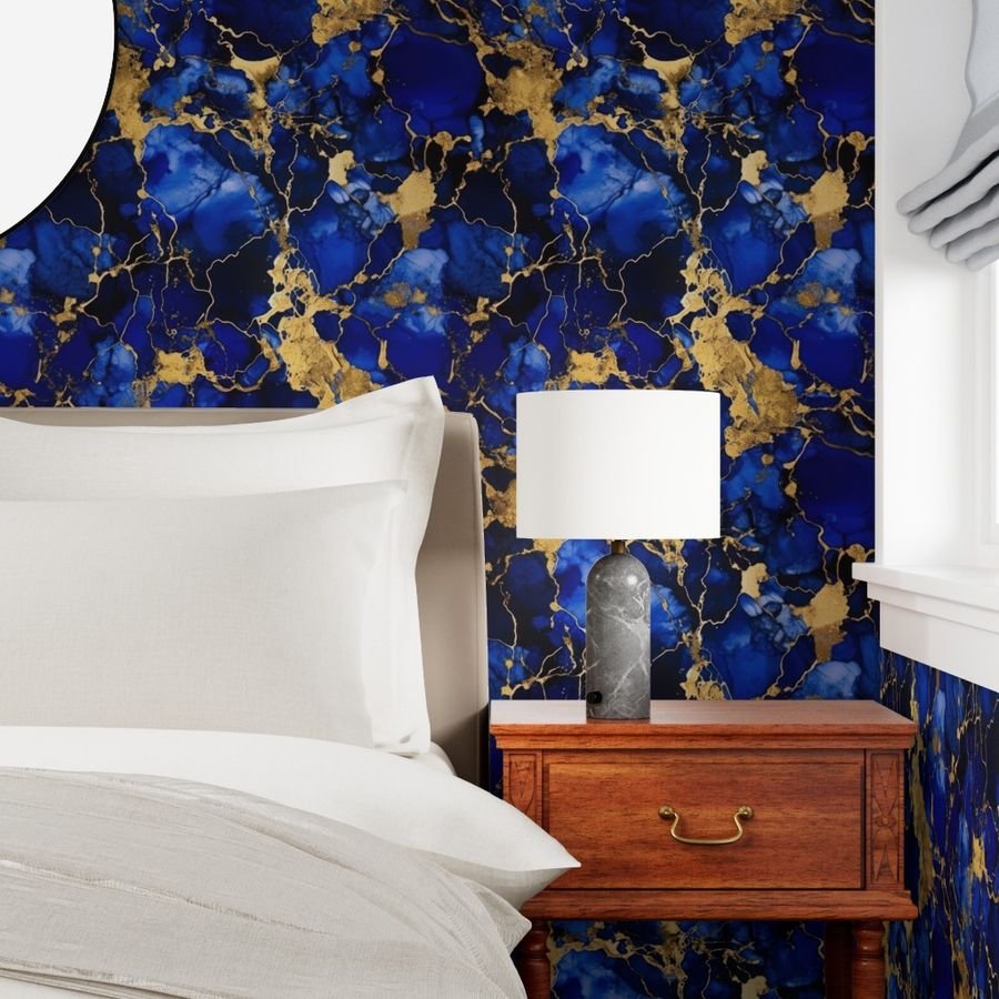 Cobalt Blue and Gold Alcohol Ink 3 Wallpaper cobalt ink wallpaper