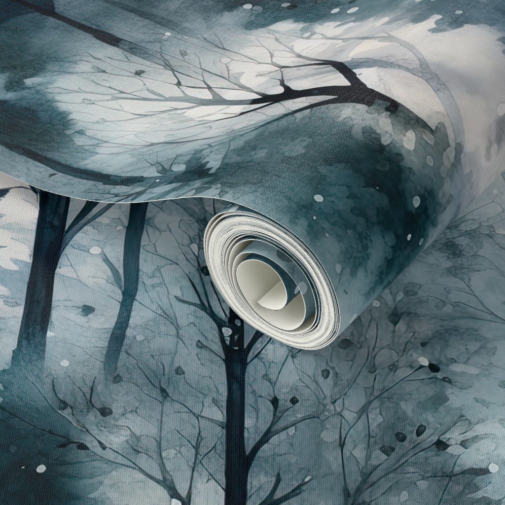 Endless Winter Dreamscape Trees in Misty Forest Decor Collection Design Collection seamless trees wallpaper