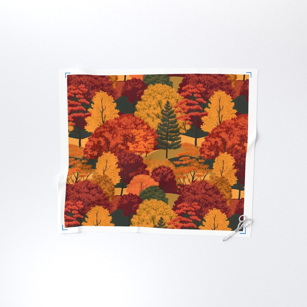 New England Endless Forest Fall Trees Fabric fall garden fabric
