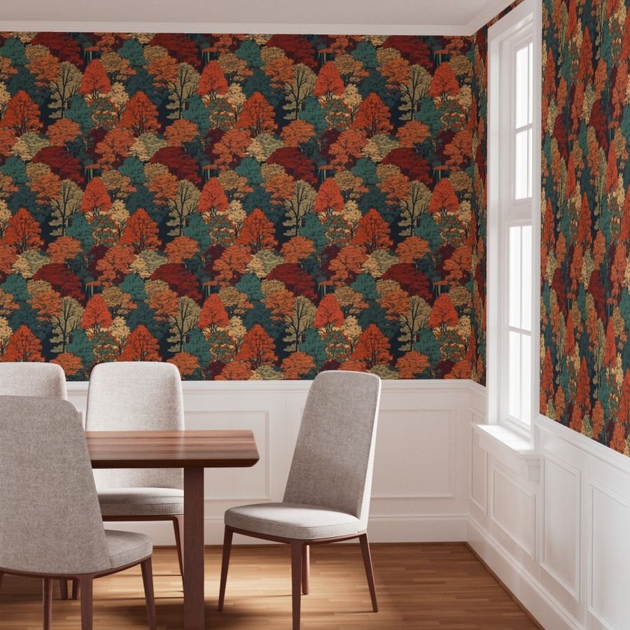New England Endless Forest Fall Trees Home Styling Collection Home Styling Collection new england trees wallpaper